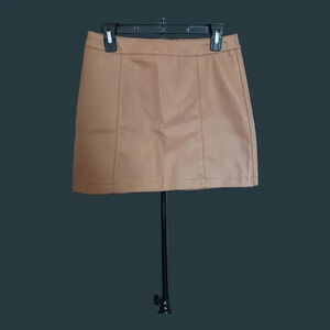Forever 21 brown camel faux leather skirt size M
